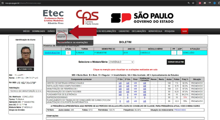 Como Acessar O Sistema Nsa Novo Sistema Acad Mico Etec Mcm